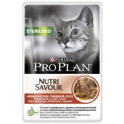 Pro Plan NutriSavour STERILISED (влажный корм для стерилизованных кошек с говядиной в соусе) 85г х 26шт Pro Plan NutriSavour STERILISED (влажный корм для стерилизованных кошек с говядиной в соусе) 85г х 26шт