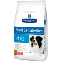 Hill's Prescription Diet d/d Food Sensitivities (собакам при кожных реакциях и рвоте/диарее в случае аллергии с лососем)