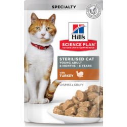 Быстрый заказ — Hill's Science Plan Sterilised (стерилизованным кошкам и кастрированным котам от 6 месяцев до 6 лет с индейкой в соусе) 85г х 12шт