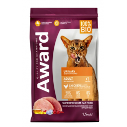 Быстрый заказ — Сухой корм AWARD Urinary для взрослых кошек для профилактики мочекаменной болезни с курицей с добавлением клюквы