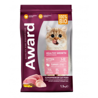 Сухой корм AWARD Healthy growth для котят от 1 месяца, беременных и кормящих кошек с индейкой и курицей Сухой корм AWARD Healthy growth для котят от 1 месяца, беременных и кормящих кошек с индейкой и курицей