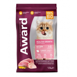 Быстрый заказ — Сухой корм AWARD Healthy growth для котят от 1 месяца, беременных и кормящих кошек с индейкой и курицей