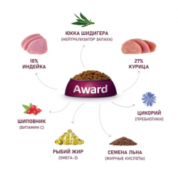 Сухой корм AWARD Healthy growth для котят от 1 месяца, беременных и кормящих кошек с индейкой и курицей