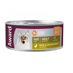 Быстрый заказ — Влажный корм AWARD для взрослых кошек паштет из утки с клюквой 100г