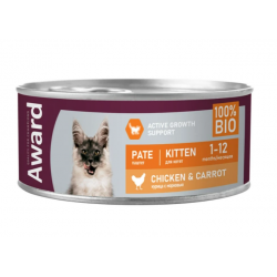 Быстрый заказ — Влажный корм AWARD для котят, паштет из курицы с морковью 100г