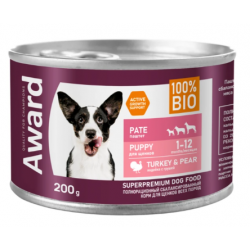 Быстрый заказ — Влажный корм AWARD для щенков от 1 месяца паштет из индейки с грушей 