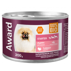 Быстрый заказ — Влажный корм AWARD для щенков с начала прикорма до 4 месяцев, беременных и кормящих сук паштет из индейки 