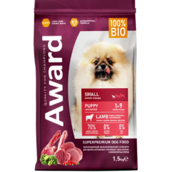 Быстрый заказ — Сухой корм AWARD для щенков от 1 мес, беременных и кормящих сук мелких и мини пород с ягненком и индейкой с добавлением брокколи и брусники