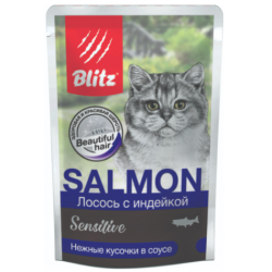 Быстрый заказ — BLITZ Sensitive Cats (влажный корм для кошек с лососем и индейкой)