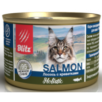 BLITZ Holistic Cat (консервированный корм для кошек с лососем и креветками)