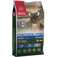 BLITZ Holistic Low Grain Adult Cats (сухой низкозерновой корм для кошек с курицей и рыбой)