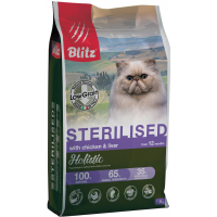 BLITZ Holistic Low Grain Sterilised Cats (сухой низкозерновой корм для стерилизованных кошек с курицей и печенью)