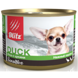 Быстрый заказ — BLITZ Sensitive Dog (консервированный корм для собак мелких пород всех возрастов с уткой и цукини)