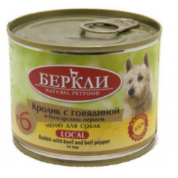 Berkley Local №6  (консервы для собак с кроликом,говядина и с болгарским перцем) Berkley Local №6  (консервы для собак с кроликом,говядина и с болгарским перцем)