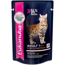 Eukanuba Adult Top Condition (для взрослых кошек в соусе, лосось) Eukanuba Adult Top Condition (для взрослых кошек в соусе, лосось)