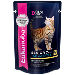 Eukanuba Senior 7+ Top Condition (для взрослых кошек старше 7 лет в соусе, курица) Eukanuba Senior 7+ Top Condition (для взрослых кошек старше 7 лет в соусе, курица)