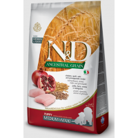 Farmina N&D Ancestral Grain Dog Medium & Maxi Puppy (низкозерновой корм для щенков средних и крупных пород, Курица с гранатом)