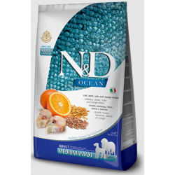 Farmina N&D Ocean Dog Low Grain Medium & Mini Adult (низкозерновой корм для взрослых собак средних и крупных пород, Треска, спельта, овес и апельсин)    Farmina N&D Ocean Dog Low Grain Medium & Mini Adult (низкозерновой корм для взрослых собак средних и крупных пород, Треска, спельта, овес и апельсин)