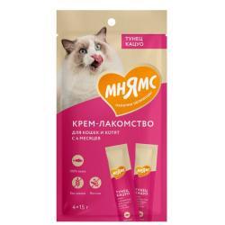 Быстрый заказ — Мнямс Крем-лакомство для кошек с тунцом Кацуо 15 г х 4 шт