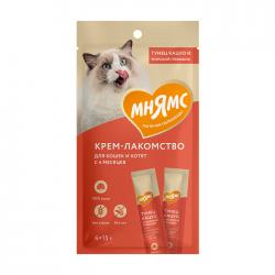 Быстрый заказ — Мнямс Крем-лакомство для кошек с тунцом Кацуо и морским гребешком 15 г х 4 шт