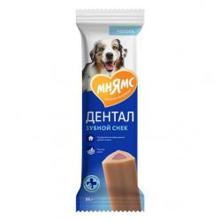 Мнямс DENTAL "Зубной снек" (лакомство для щенков и взрослых собак крупных пород, с лососем) 85г Мнямс DENTAL "Зубной снек" (лакомство для щенков и взрослых собак крупных пород, с лососем) 85г