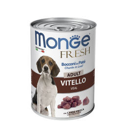 Monge Dog Fresh Adult Veal (консервированный корм для взрослых собак, телятина) 400гр Monge Dog Fresh Adult Veal (консервированный корм для взрослых собак, телятина) 400гр