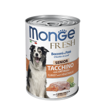 Monge Dog Fresh Senior Turkey (консервированный корм для пожилых собак, индейка с овощами) 400гр Monge Dog Fresh Senior Turkey (консервированный корм для пожилых собак, индейка с овощами) 400гр
