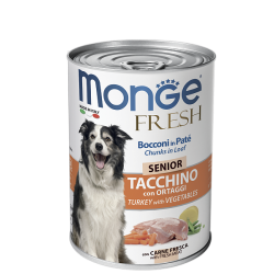 Monge Dog Fresh Senior Turkey (консервированный корм для пожилых собак, индейка с овощами) 400гр Monge Dog Fresh Senior Turkey (консервированный корм для пожилых собак, индейка с овощами) 400гр