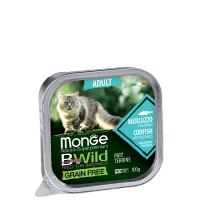 Monge Cat Bwild Adult  (консервированный корм для взрослых котов, треска с овощами) 100гр Monge Cat Bwild Adult  (консервированный корм для взрослых котов, треска с овощами) 100гр