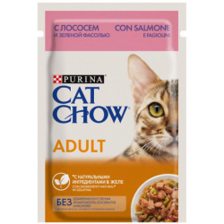Быстрый заказ — Purina Cat Chow (влажный корм для кошек с лососем и зеленой фасолью) 85г х 26шт