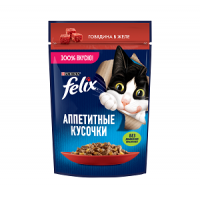 Purina Felix (аппетитные кусочки для кошек с говядиной в желе) 85г х 26шт Purina Felix (аппетитные кусочки для кошек с говядиной в желе) 85г х 26шт