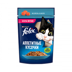Purina Felix (аппетитные кусочки для кошек с форелью в желе) 85г х 26шт Purina Felix (аппетитные кусочки для кошек с форелью в желе) 85г х 26шт
