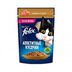 Purina Felix (аппетитные кусочки для кошек с индейкой в желе) 85г х 26шт Purina Felix (аппетитные кусочки для кошек с индейкой в желе) 85г х 26шт