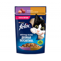 Purina Felix Аппетитные кусочки Двойная вкуснятина (ягненок с курицей в желе) 85г х 26шт  Purina Felix Аппетитные кусочки Двойная вкуснятина (ягненок с курицей в желе) 85г х 26шт