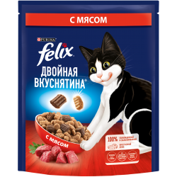 Purina Felix Двойная вкуснятина Сухой корм для кошек (Мясо) Purina Felix Двойная вкуснятина Сухой корм для кошек (Мясо)