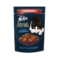 Purina Felix (Мясные ломтики для взрослых кошек с говядиной) 85г х 26шт