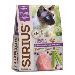 SIRIUS Sterile (сухой корм для стерилизованных кошек, Индейка с курицей) SIRIUS Sterile (сухой корм для стерилизованных кошек, Индейка с курицей)