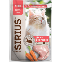 SIRIUS Adult 85гр *24шт (влажный корм для взрослых кошек, кролик с морковью) SIRIUS Adult 85гр *24шт (влажный корм для взрослых кошек, кролик с морковью)