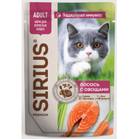 SIRIUS Adult 85гр *24шт (влажный корм для взрослых кошек, лосось) SIRIUS Adult 85гр *24шт (влажный корм для взрослых кошек, лосось)