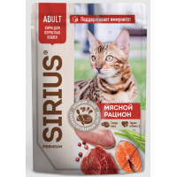 SIRIUS Adult 85гр *24шт (влажный корм для взрослых кошек, мясной рацион) SIRIUS Adult 85гр *24шт (влажный корм для взрослых кошек, мясной рацион)