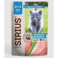 SIRIUS Kitten 85гр *24шт (влажный корм для котят индейка/курица) SIRIUS Kitten 85гр *24шт (влажный корм для котят индейка/курица)