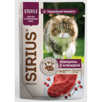 SIRIUS Sterile 85гр *24шт (влажный корм для взрослых стерилизованных кошек, говядина с клюквой) SIRIUS Sterile 85гр *24шт (влажный корм для взрослых стерилизованных кошек, говядина с клюквой)