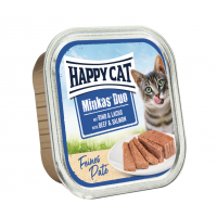 Happy Cat Minkas Duo Beef & Salmon (паштет для взрослых кошек с говядиной и лососем) Happy Cat Minkas Duo Beef & Salmon (паштет для взрослых кошек с говядиной и лососем)