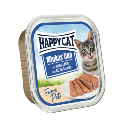 Happy Cat Minkas Duo Beef & Salmon (паштет для взрослых кошек с говядиной и лососем) Happy Cat Minkas Duo Beef & Salmon (паштет для взрослых кошек с говядиной и лососем)
