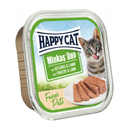 Быстрый заказ — Happy Cat Minkas Duo Poultry & Lamb (паштет для взрослых привередливых кошек с домашней птицей и ягненком)