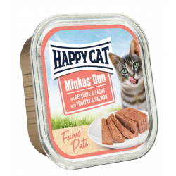Быстрый заказ — Happy Cat Minkas Duo Poultry & Salmon (паштет для взрослых кошек с домашней птицей и лососем)