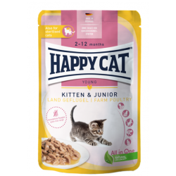 Happy Cat Kitten & Junior Sterilised Chicken (кусочки в соусе для котят и стерилизованных кошек с курицей)  Happy Cat Kitten & Junior Sterilised Chicken (кусочки в соусе для котят и стерилизованных кошек с курицей)